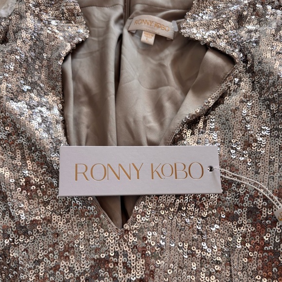 Ronny Kobo Collection Silver Sequin Long Sleeve Dress - Picture 10 of 15